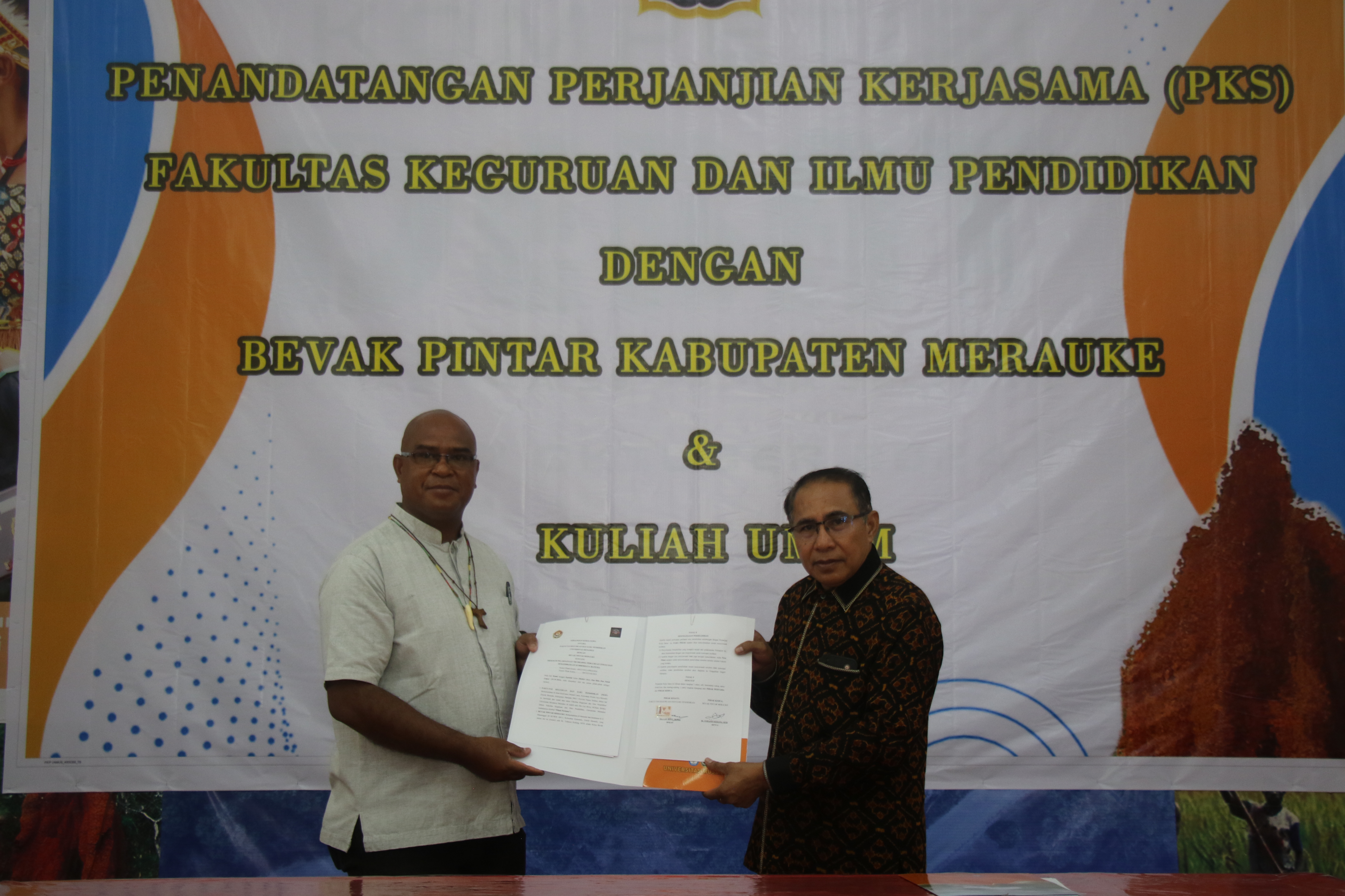 PENANDATANGANAN PERJANJIAN KERJASAMA ANTARA FAKULTAS KEGURUAN DAN ILMU PENDIDIKAN DENGAN BEVAK PINTAR KABUPATEN MERAUKE DAN KULIAH UMUM
